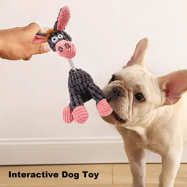 Donkey Shape Chew Toy Plush Squeaky Dog Toy Aggressive Chewers Interactive Stuffed Animal Teething Toy for Small Medium Dogs - Image 5