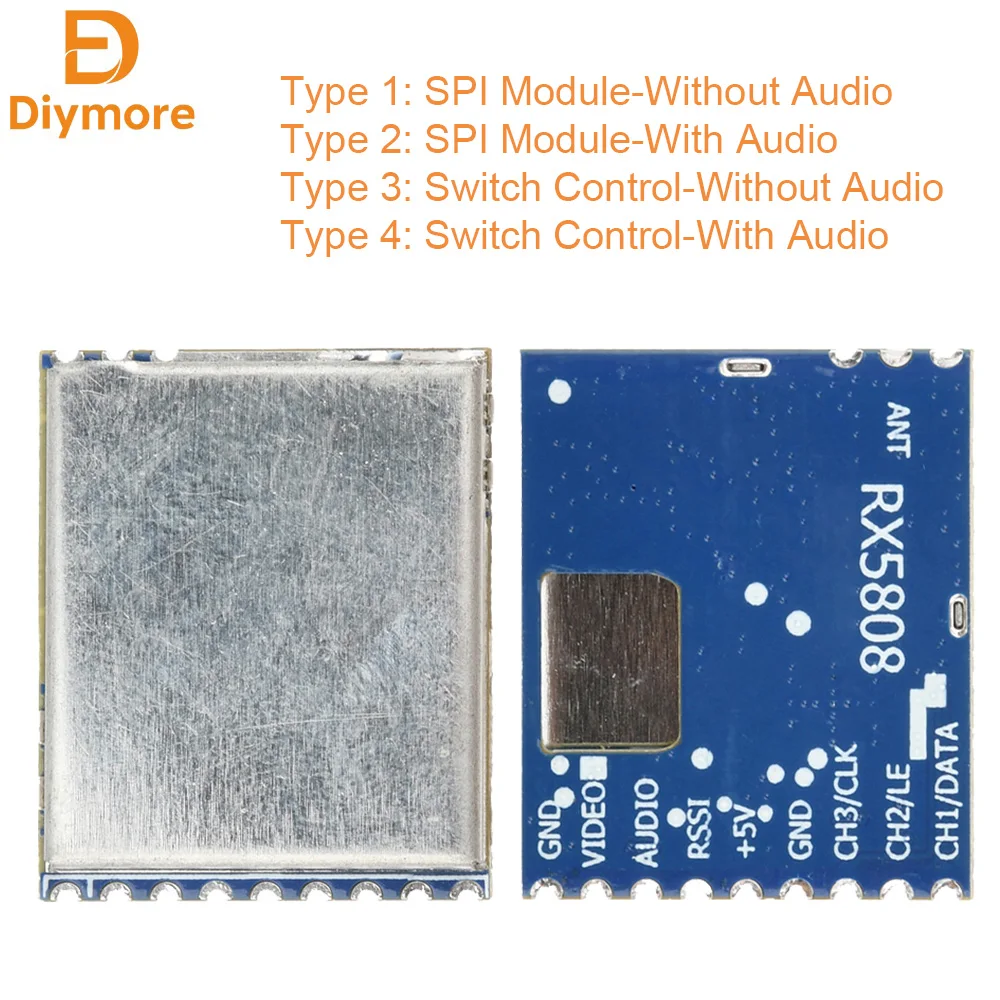 RX5808 4,9G-5,8G Audioempfänger SPI-Steuerung Drahtloses Audio-Video-Empfangsmodul für FPV-Systeme RC DIY Electronic Kit