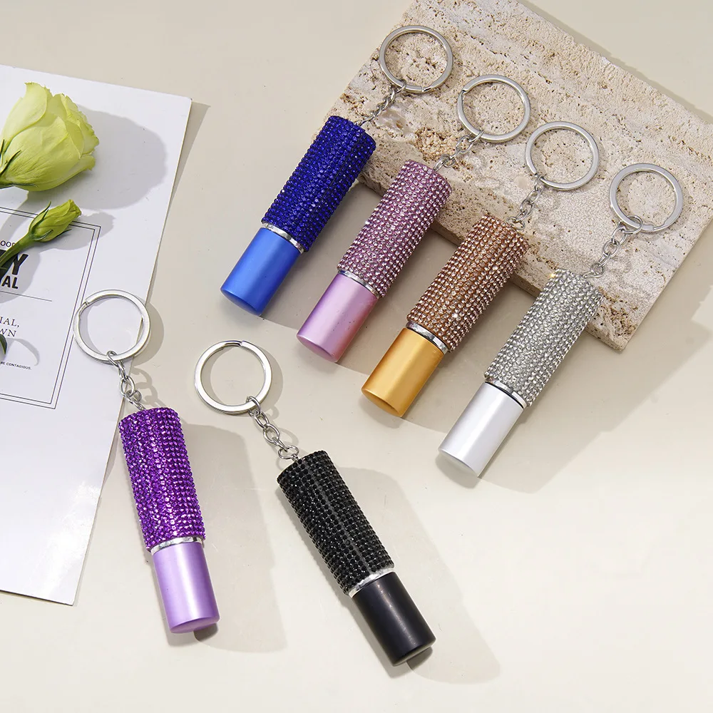 Rhinestone Refillable Portable Perfume Keychain with Mini Spray Bottle