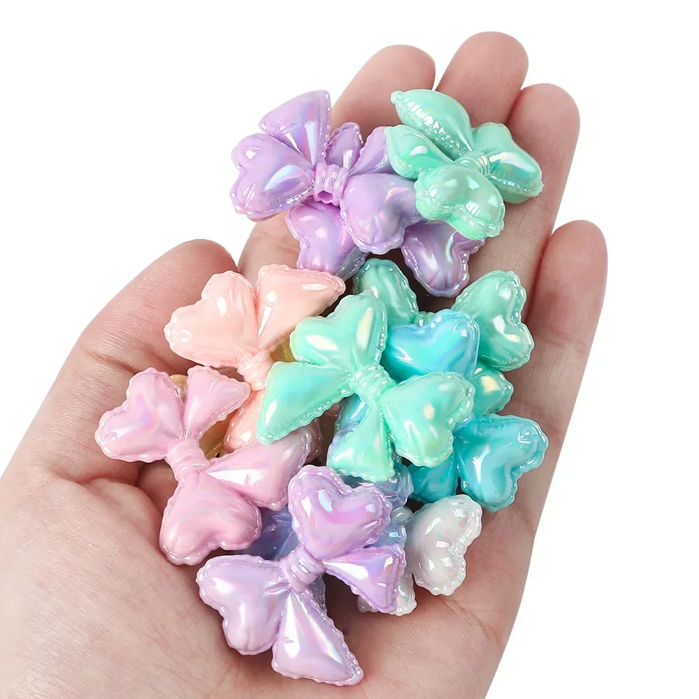 Acrylic Beads AB Colorful Balloon Bow Loose Spacer Beads For Necklace Bracelet Earrings Accessories DIY Jewelry Making Acrylic Craft Beads Acrylic Beads