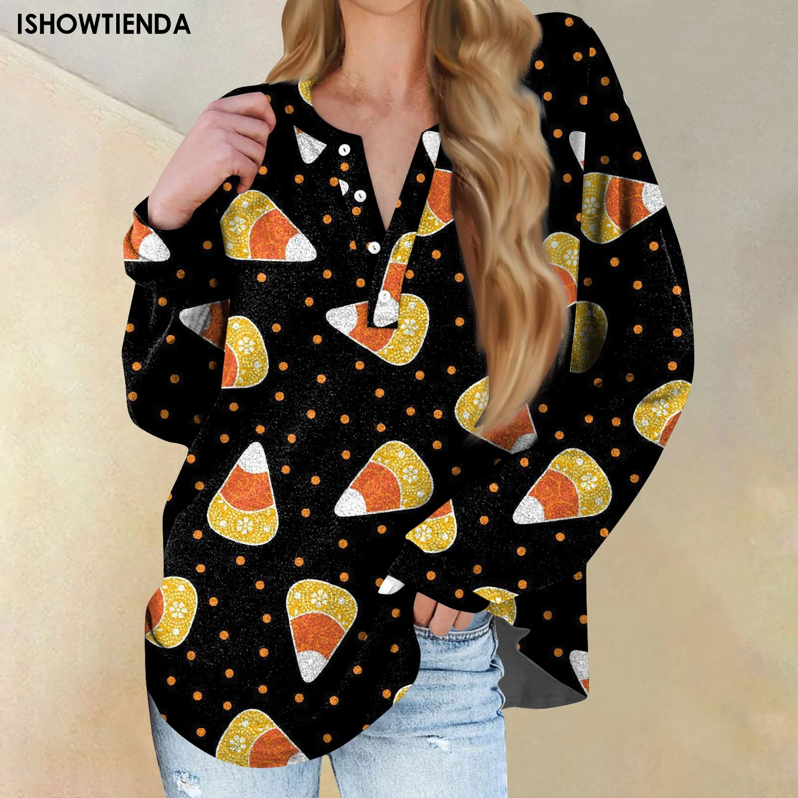 

Women's Shirt Halloween Printed 2023 New Women's Shirt Beautiful Casual Style Women's Long Sleeve Women's Shirt Fashion Shirt