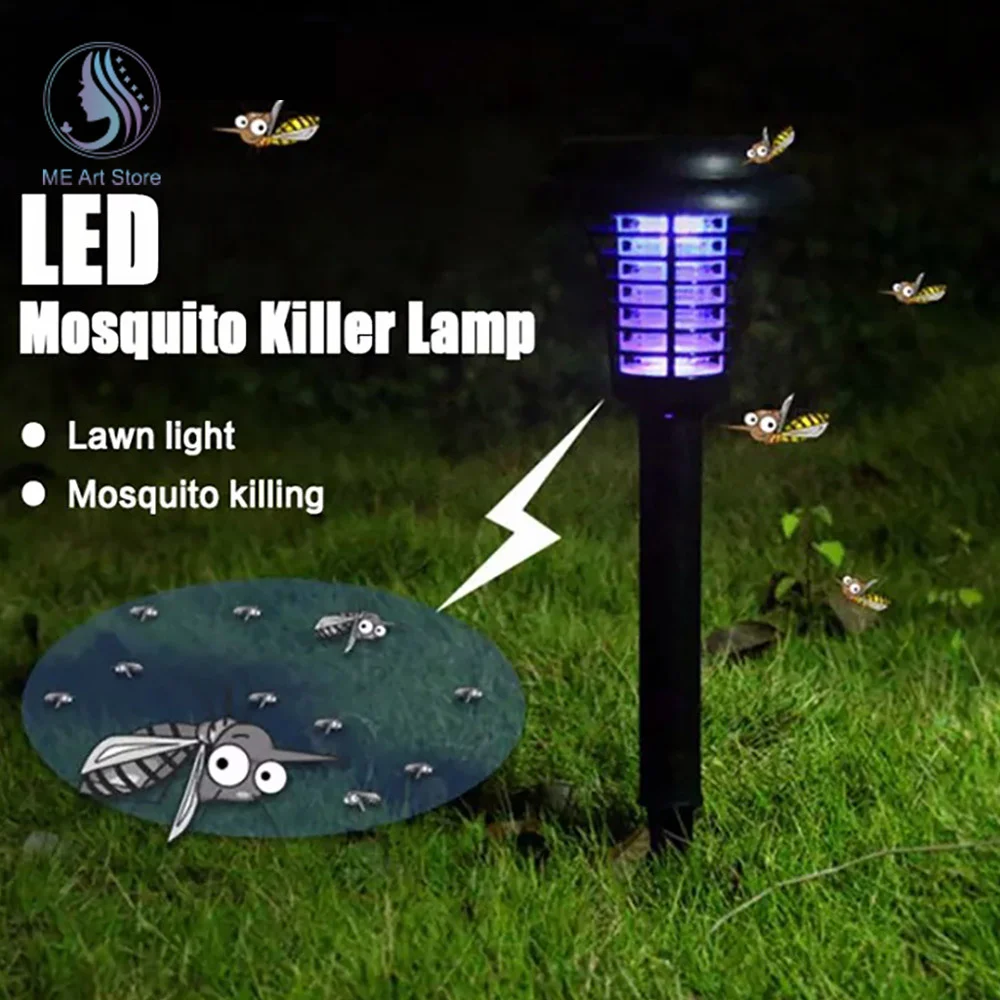 Mosquito Killer Lamp Solar Pest Killer LED Light Insect Zapper Outdoor Home Anti-Mosquito Light Lamp Repellent Outdoor Fly Trap