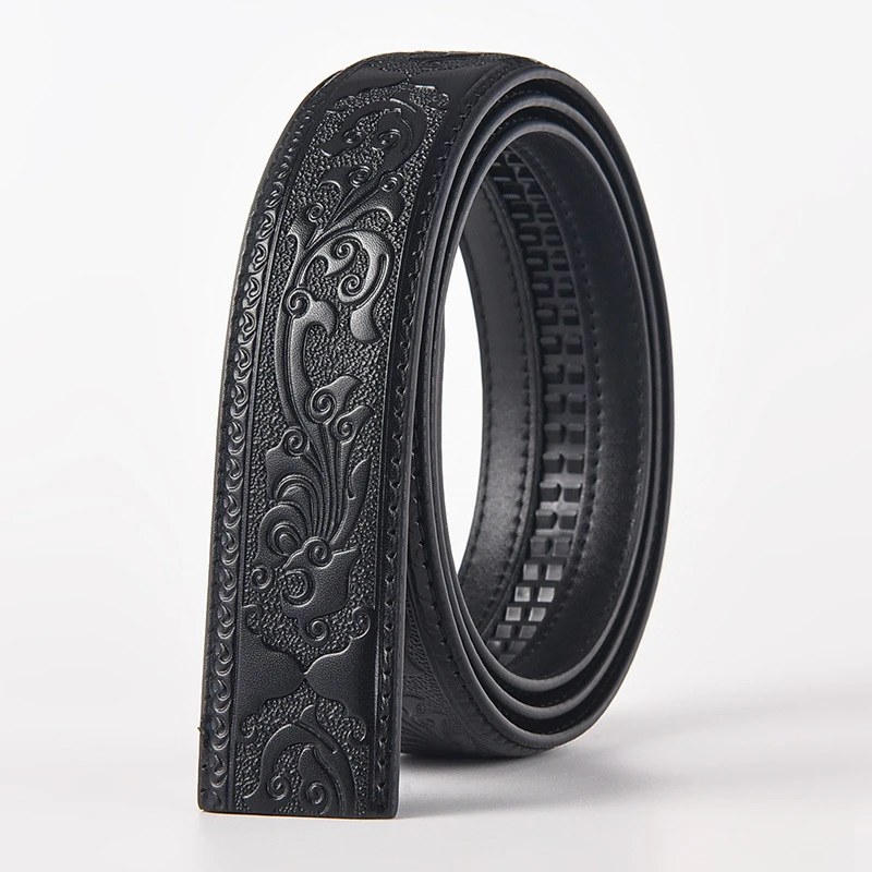 Luxury 3.5cm Genuine Leather Automatic Buckle Belt Men's High Quality Cowhide Belt High Quality Body Without Buckle Waist Straps