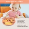 9PCS/Set BPA Free Silicone Baby Feeding Set Sucker Bowl Divided Dinning Plate Straw Cup Spoon Fork Adjustable Bib Children Dishe 4