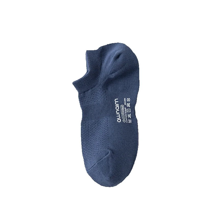 2025e Summer Thin Tube Boat Simple Solid Color Short Men's Versatile Sweat-Absorbing Breathable Mesh Cotton Socks_voghion.com