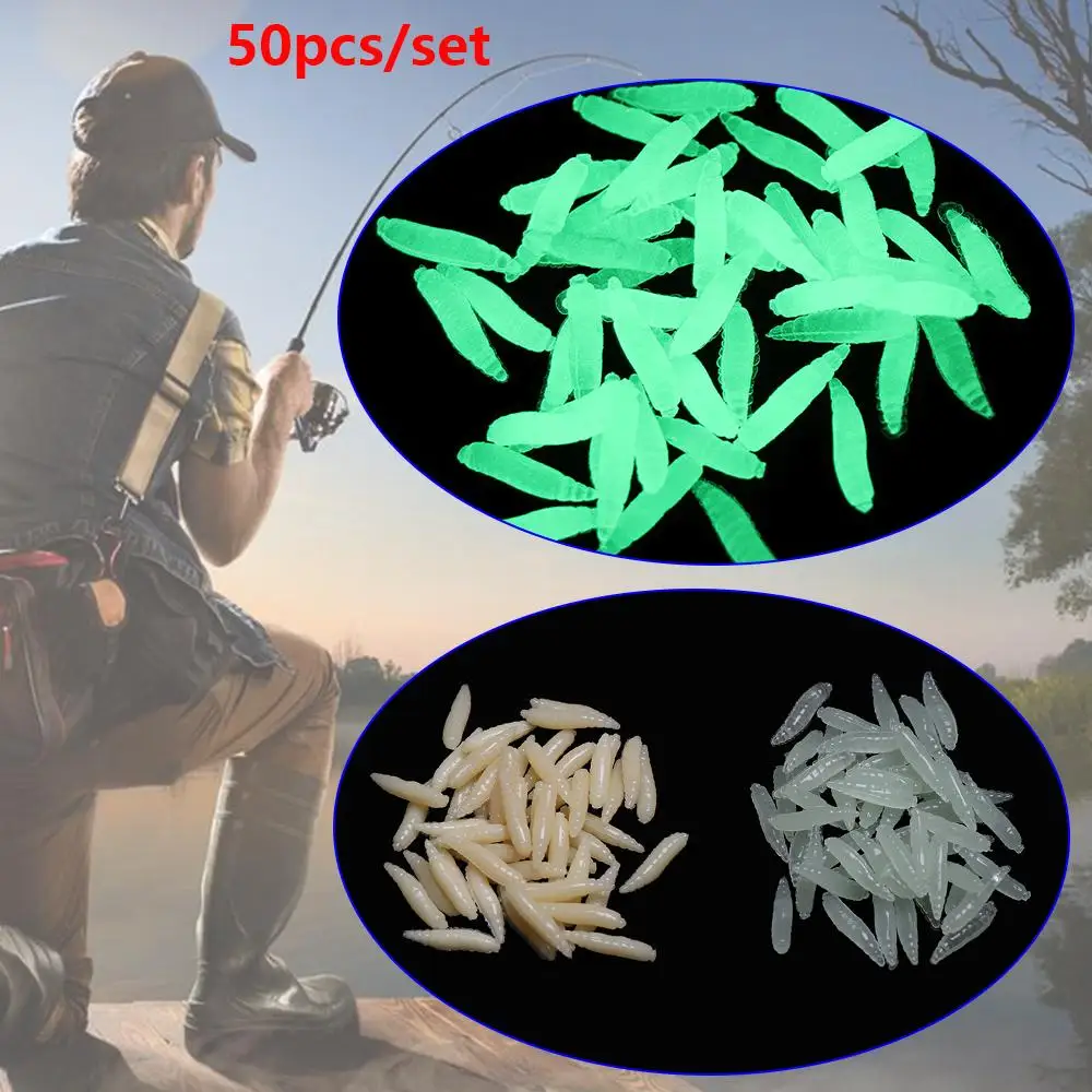 50Pcs Hot Silicon Excellent Toughness Worm Fishing Bait Bionics Soft Lures Road Asia Bait Maggots Shape Tackle