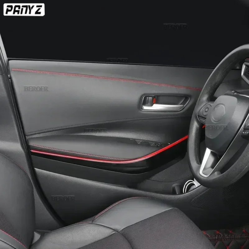 Modanatura interna per auto Cruscotto autoadesivo Linea decorativa in pelle Rosso Blu Striscia treccia fai da te Decorazione auto - immagine 3