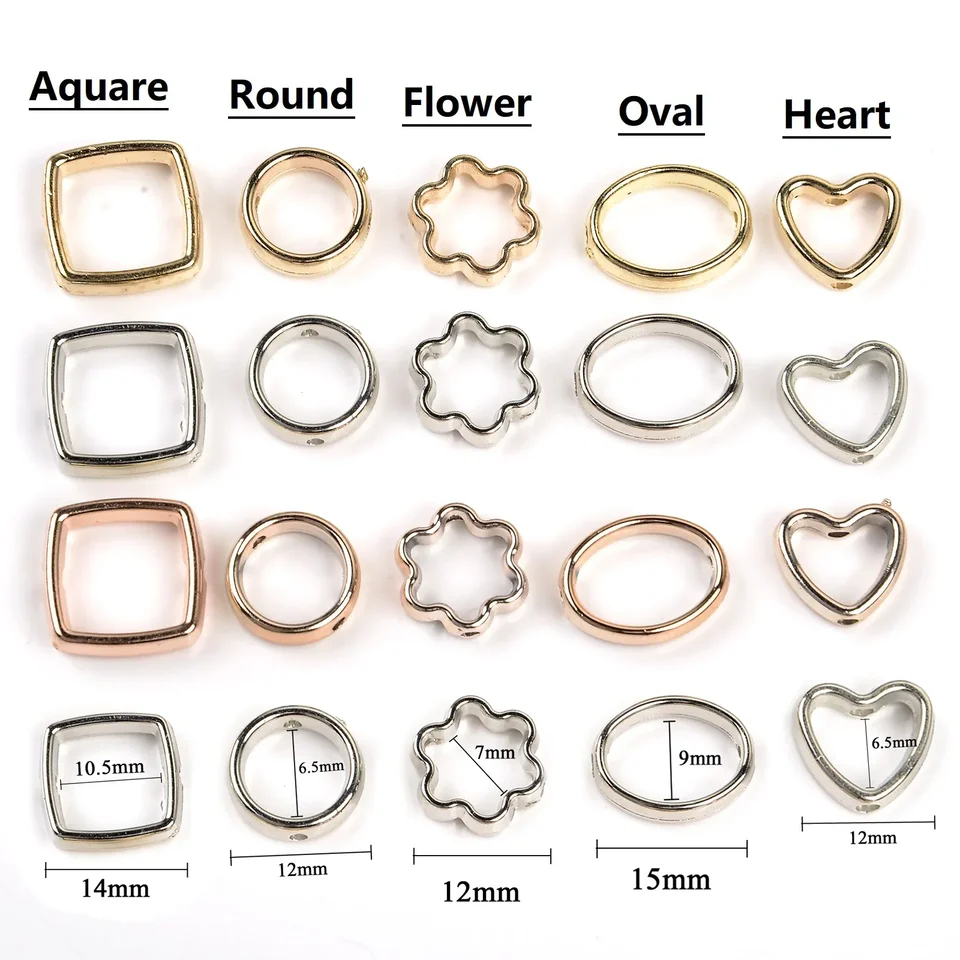 Lot De 50 Perles En Forme De Cœur Creuses - Argent, Or, Or Rose - Pour Création De Bijoux DIY