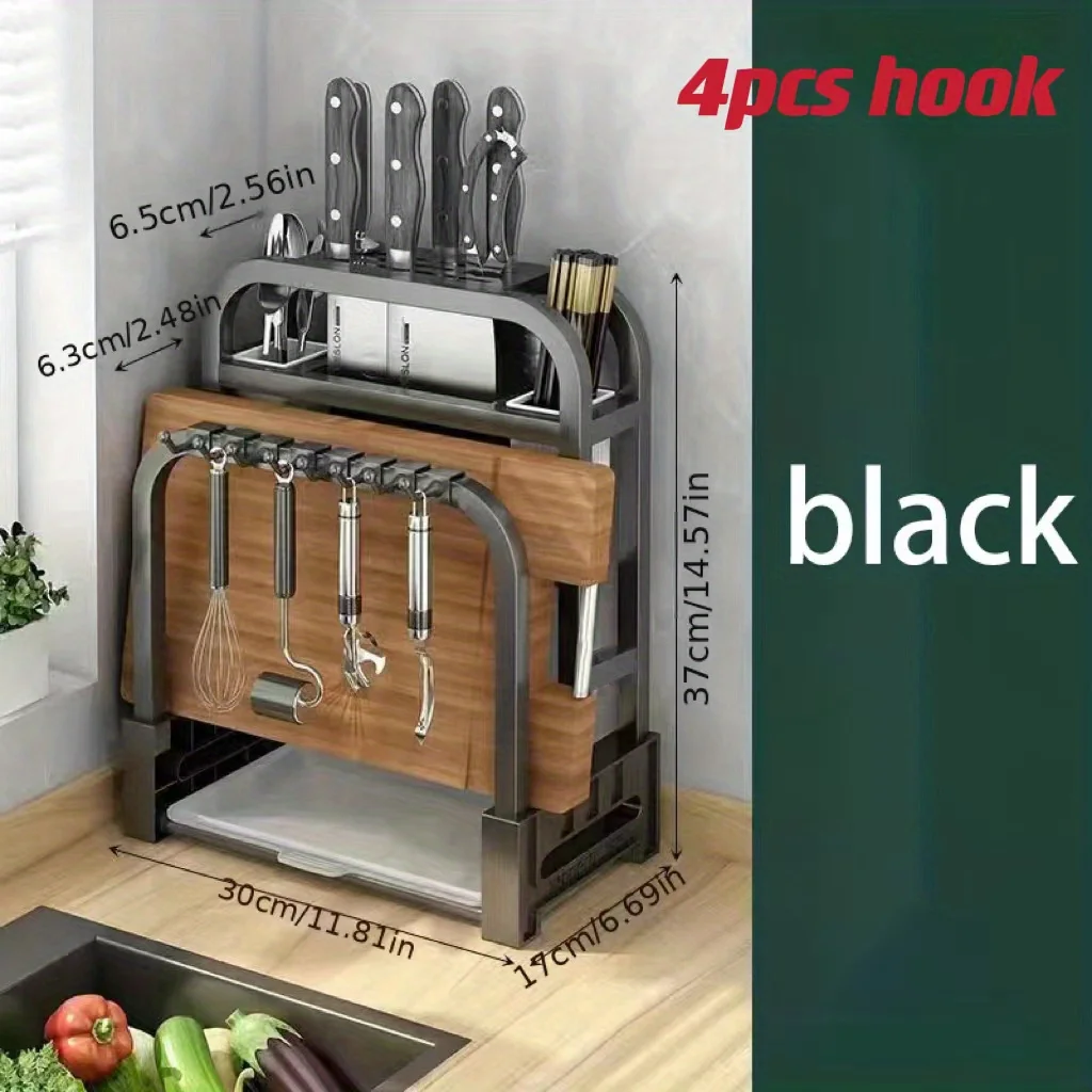 Knife Holder Kitchen Rack Home Countertop Cutting Board Rack Integrated Storage 1pc