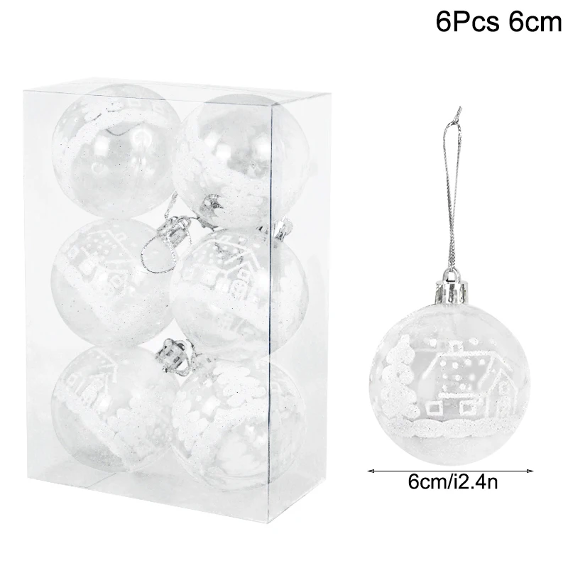 thumbnail image 4 of piezas/caja de 6 cm, bolas de Navidad transparentes para pintar, adornos para árbol de Navidad de Año Nuevo, decoración para el hogar, regalos de Navidad 2023, 4 of 4