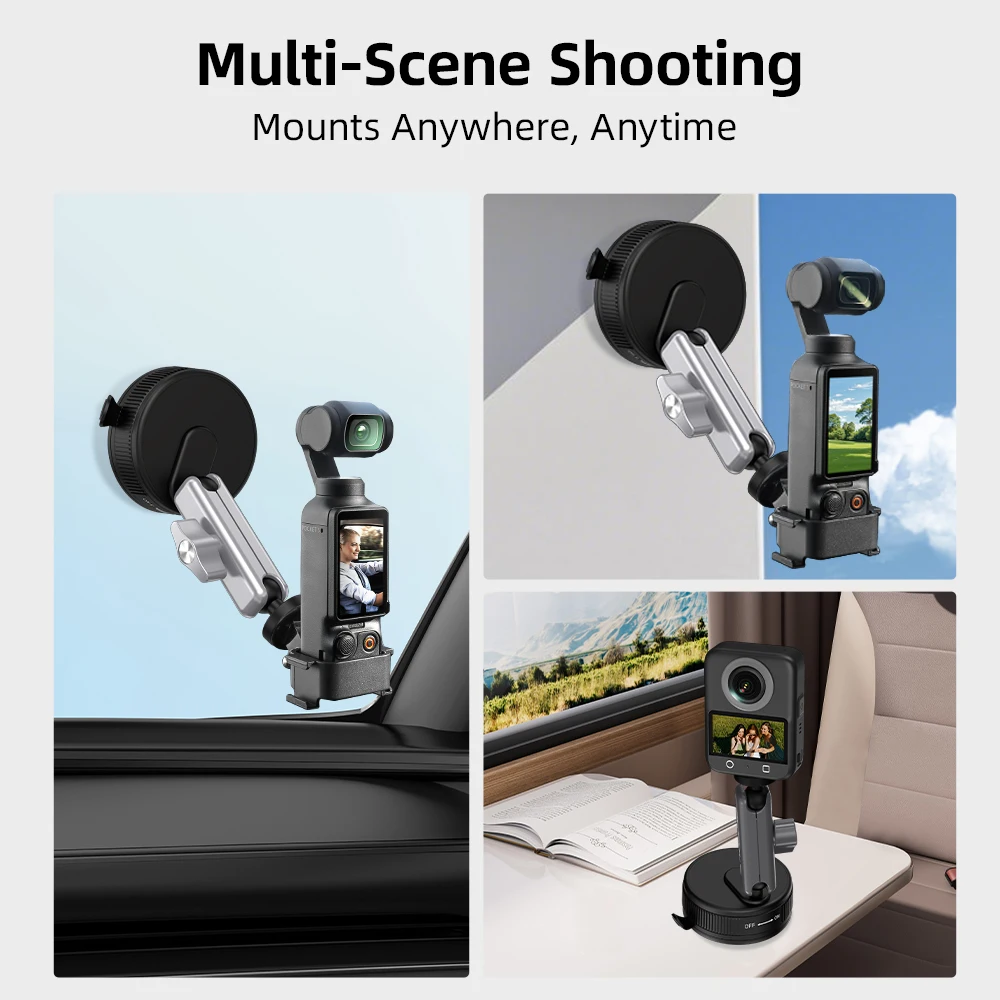 Flymile Kamera-Saugnapfhalterung für DJI Action 6/Pocket 4 3/OSMO 360/Insta360 X5 Ace Pro/Gopro Zubehör Glashalterung – Detail 9