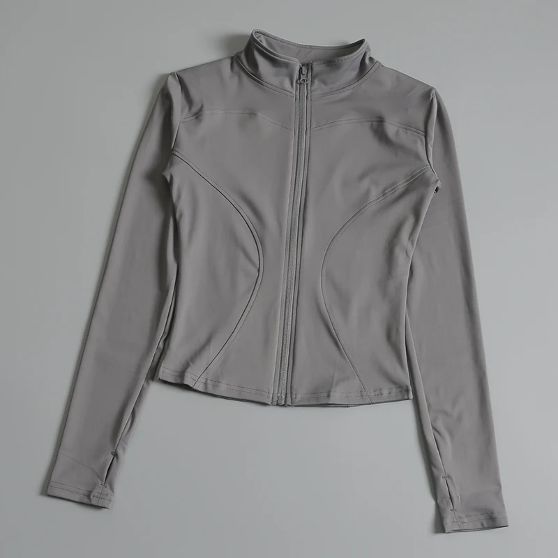 Gym Fitness Zip up Training   Running Workout Yoga Cropped Track Sport Jackets for Women