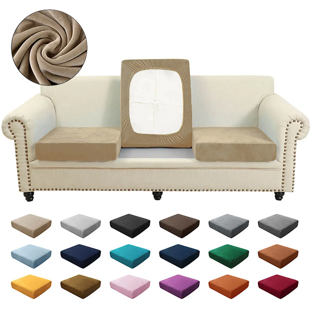 

LZ Velvet Couch Cushion Covers, Stretch Sectional Couch Covers L Shape, Chaise Lounge Covers for Living Room