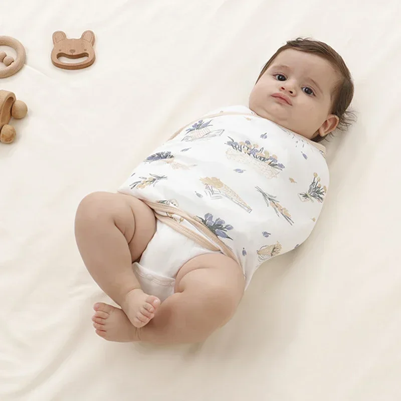Baby Swaddle Blanket 0-6 Months Strap Protect Belly Baby Sleeping Blanket Wrap for New Born Thin-style for Summer Baby Blanket - 3