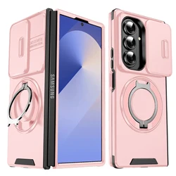 360 - Degree Rotating Magnetic Bracket Phone Case with Camera Protection - Galaxy Z Flip 7 (Pink)
