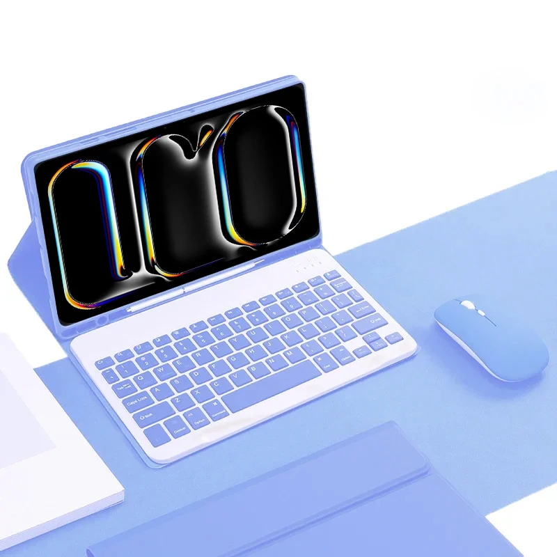 Sleek Tablet Keyboard Case with Pencil Holder - Rechargeable Stand Cover