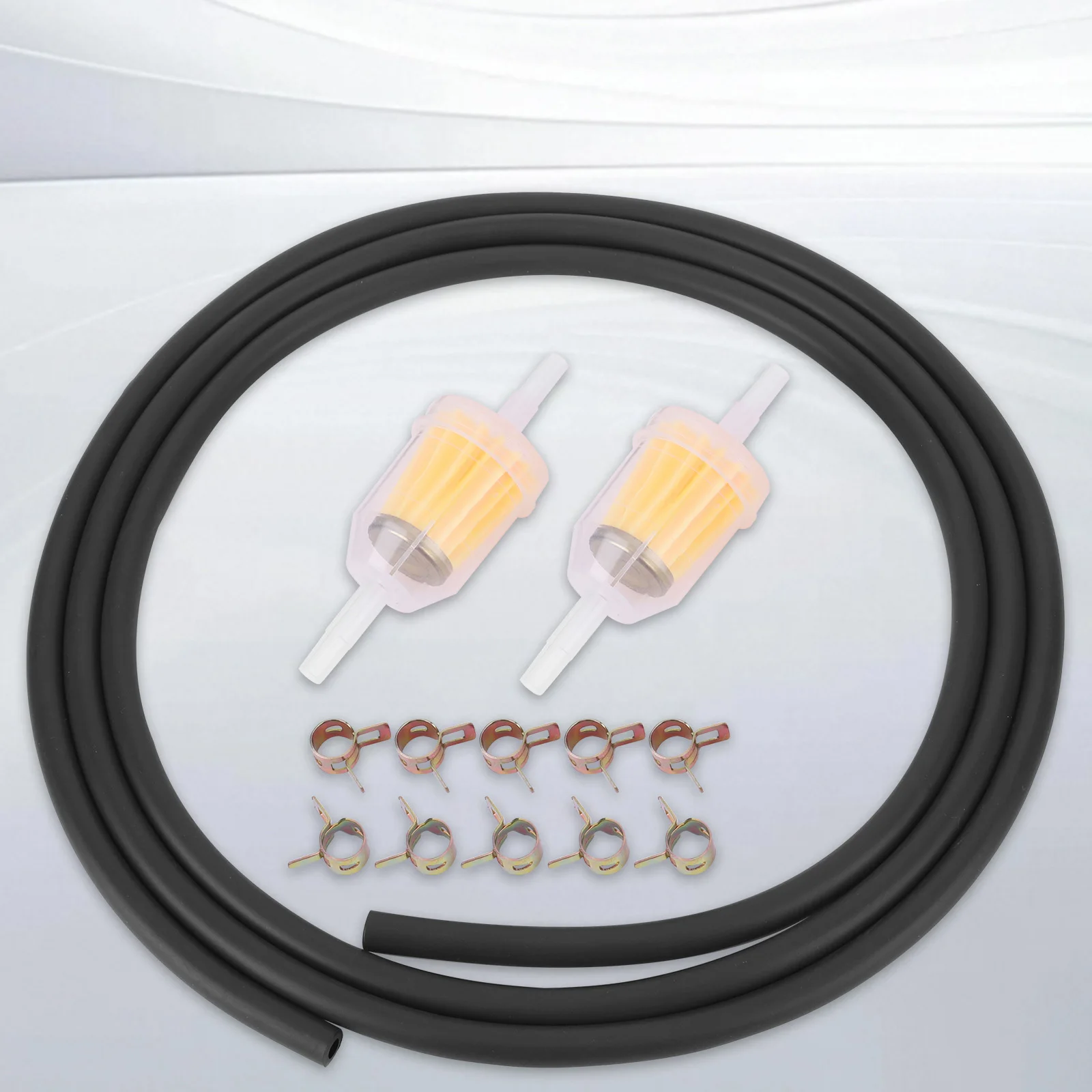 Fuel Filter Line Filter Kit with Spring Clips Gas Inline Fuel Filters Suit Rust Proof for Car Motorcycle Oil Lawn Mower Filter