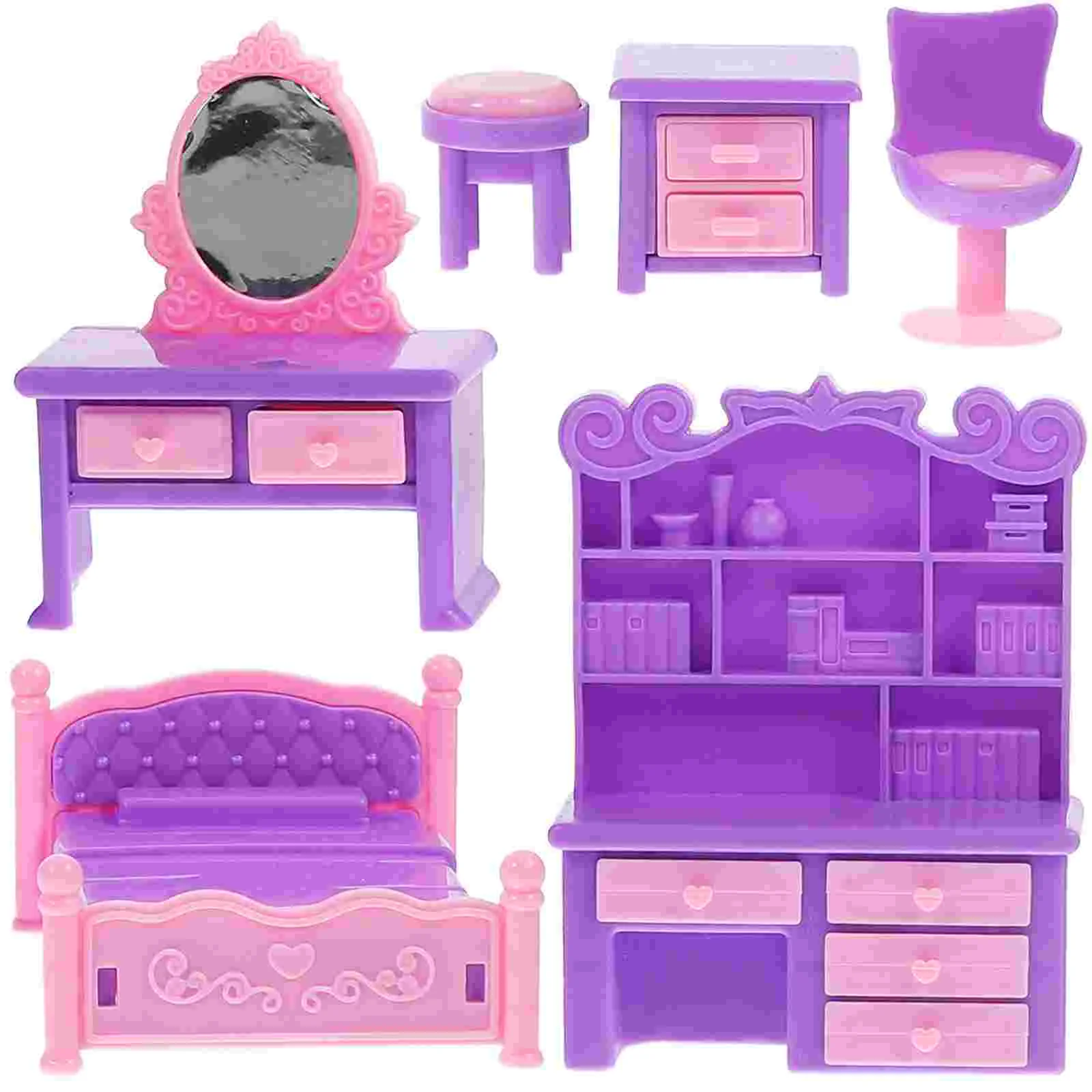 

Mini Dolls Play House Furniture Decor Decorative Sofa Decoration Tables and Chairs Miniature Purple Tiny Couch