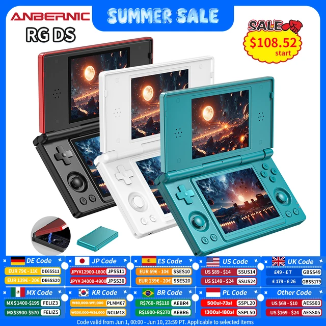 Anbernic RG DS Console de jeu portable 4 "IPS double écran Android 4000mAh lecteur de jeux vidéo rabattable prend en charge le Streaming Wifi RixelHK 1