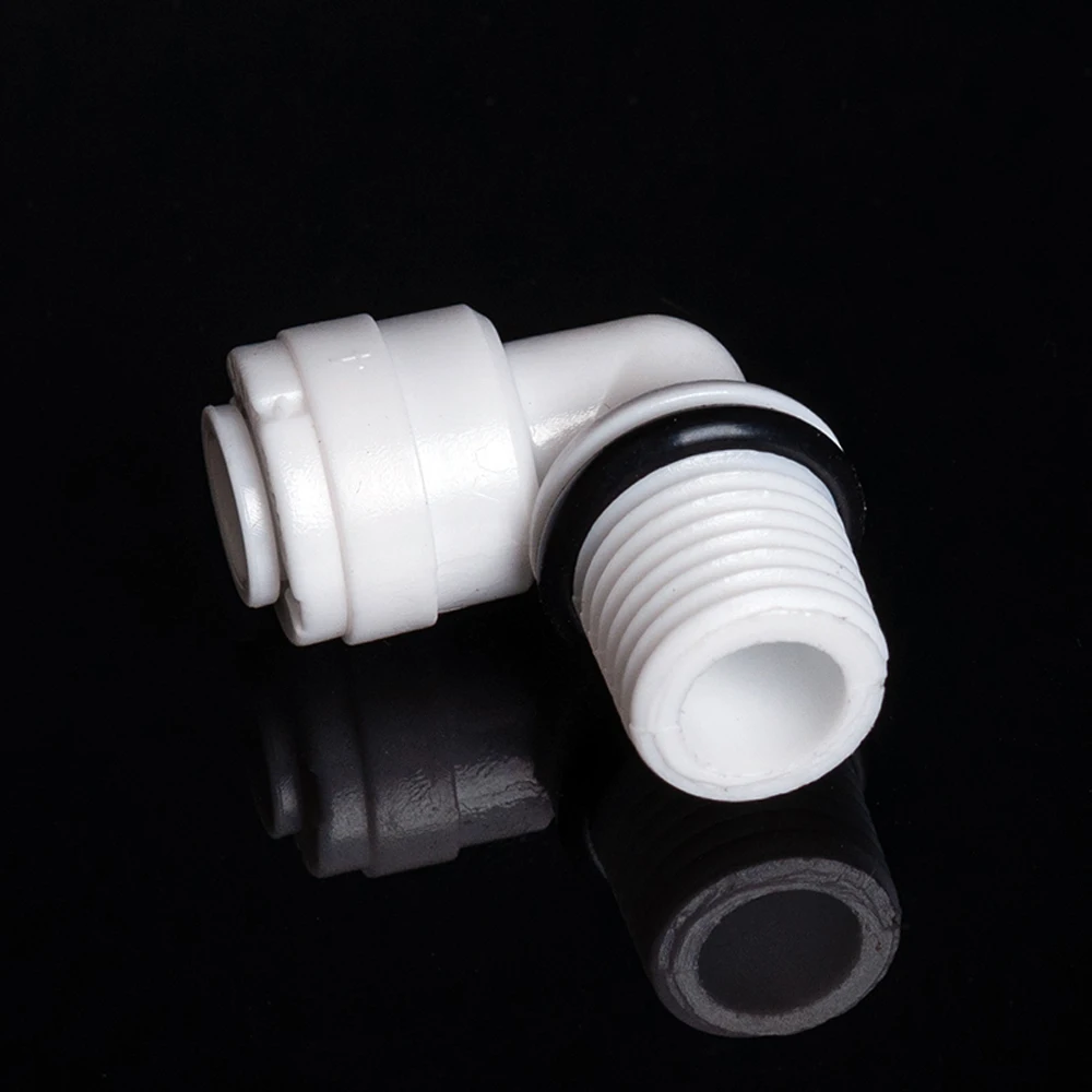 Pipe Fitting Fit 1/4" 6.35mm OD Tube x 1/4" BSP Male 90 Deg Elbow POM Quick For Aquarium RO Water Filter