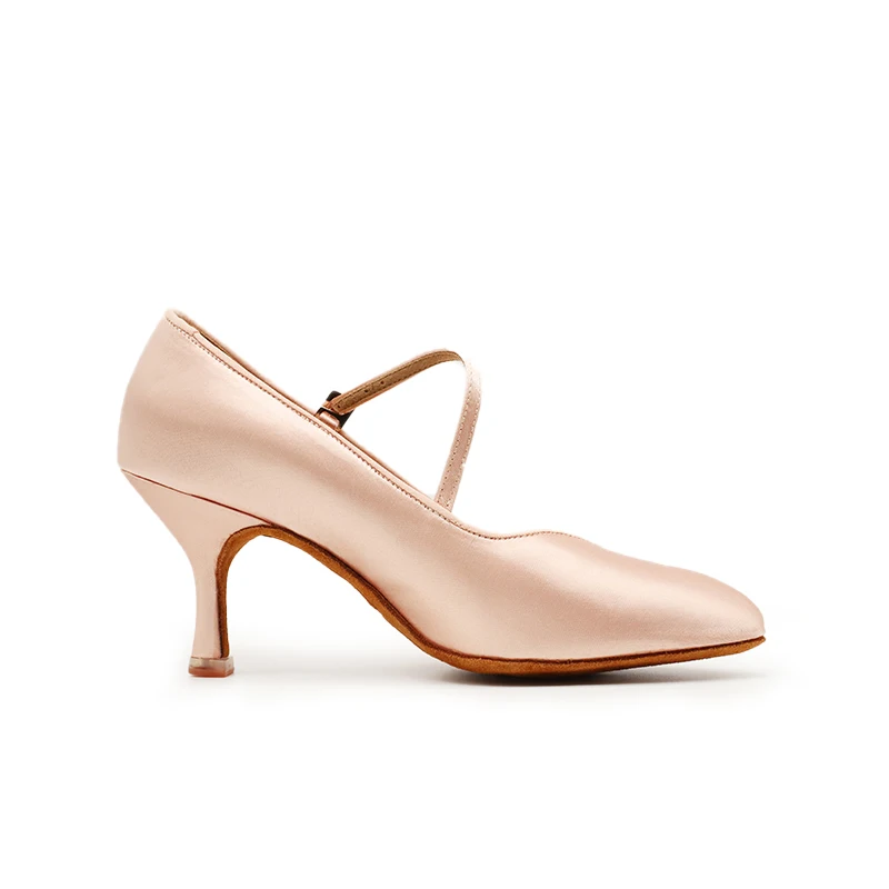 BD Dance Women Standard Shoes N138 Satin Soft Sole Genuine Leather Fresh Tan Satin High Heel Ladies Ballroom Dance Shoes 2