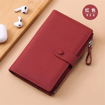 Portafoglio corto in vera pelle donna 2025 nuova borsa in pelle di mucca sottile porta carte RFID pochette in pelle di vacchetta per passaporto