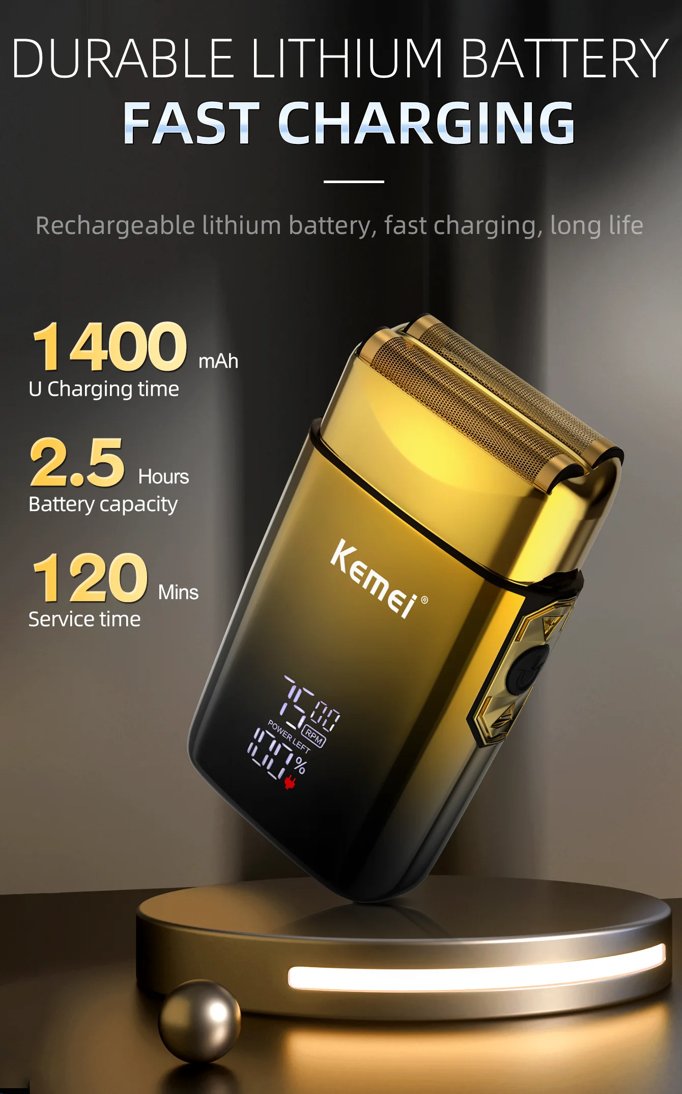 Kemei Electric Shaver Professional Beard Trimmer For Men_voghion.com