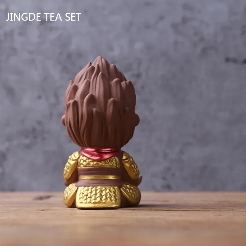 Lovely Sun Wukong Statue Tea Figurine Ornament Handmade Purple Clay Tea Pet Decoration Boutique Tea Table Decoration Crafts