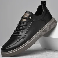 Spring Men's Genuine leather shoes High Quality Black Soft Sole  Flat Casual Shoes Outdoor Oxford Shoes mens Sports Shoes men