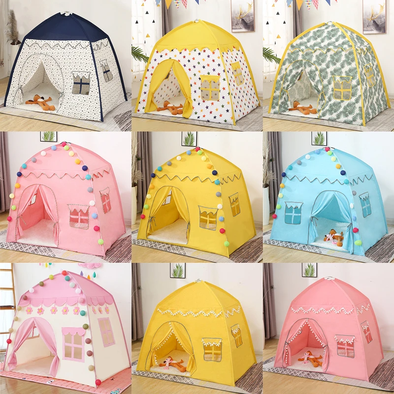 

Portable Children's Tent Wigwam Folding Kids Tents Tipi Baby Play House Large Girls Pink Princess Castle Child Room Decor Tent
