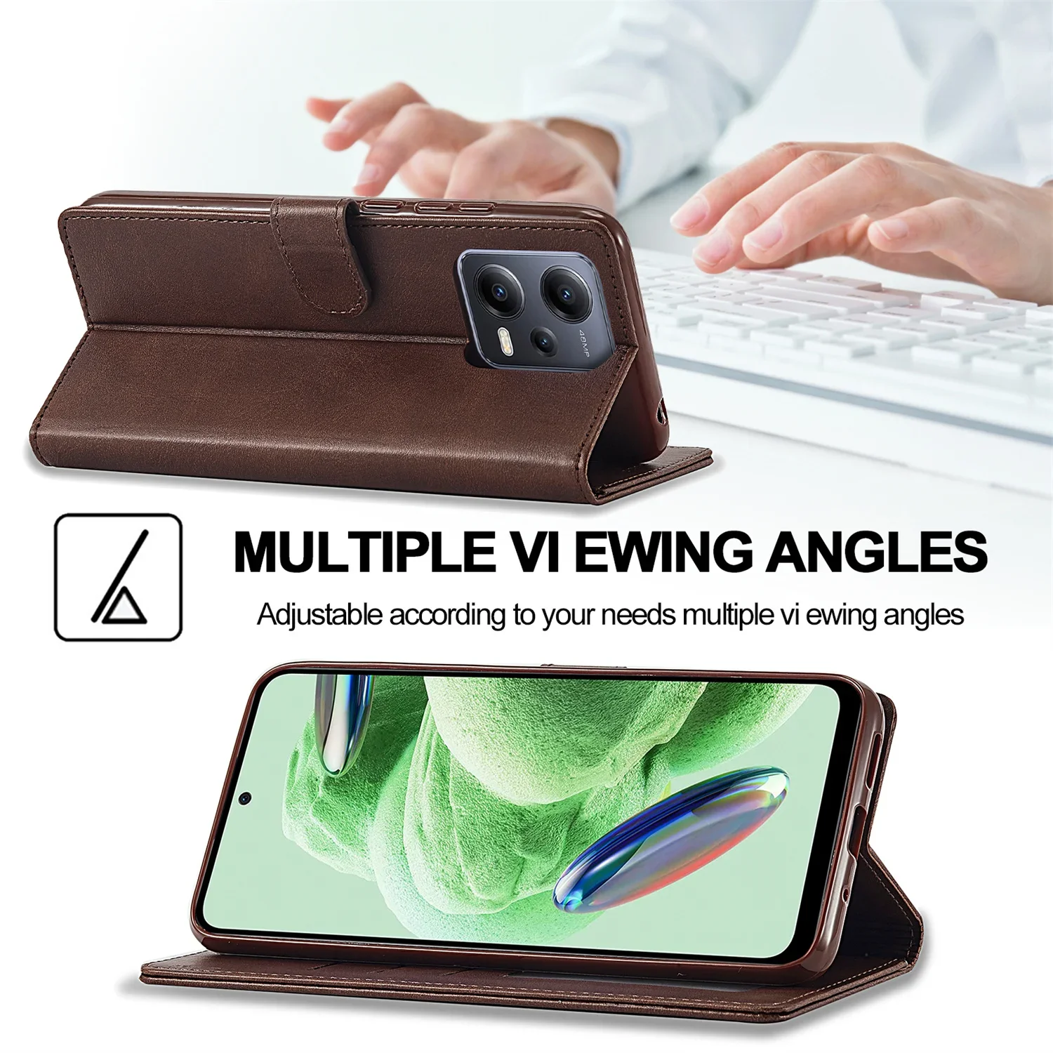 Leather Flip Wallet Phone Case with Card Holder