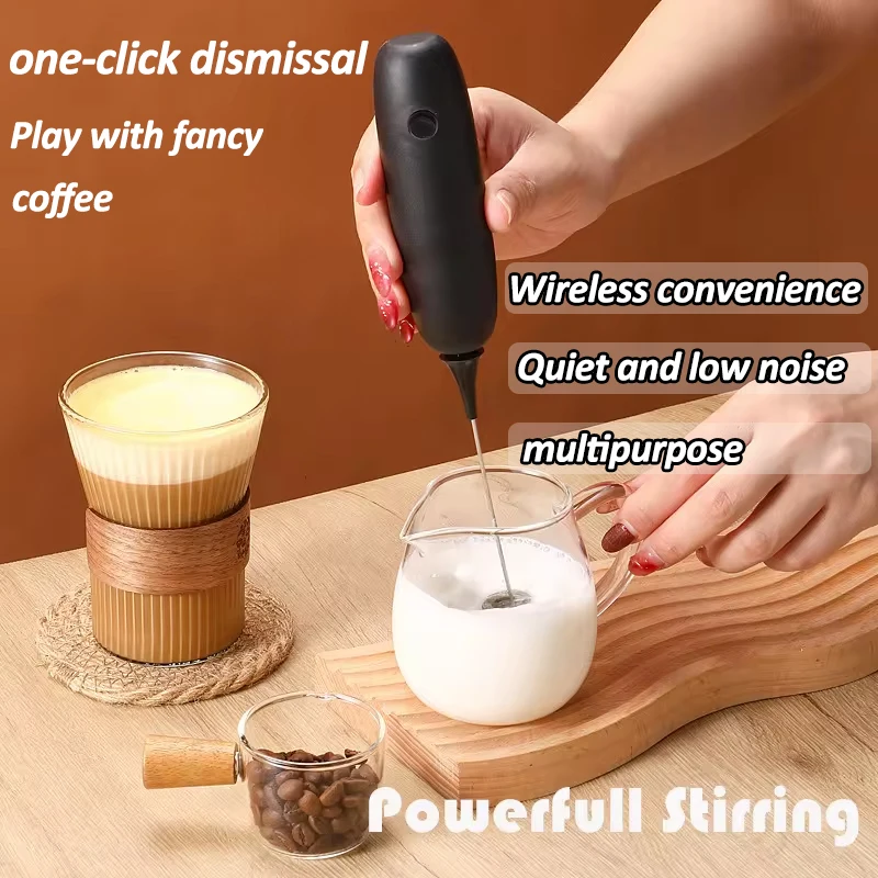 Mini Milk Frother milk frother electric milk frother Battery Rechargeable Foam Maker Coffee Whisk Mixer Electric Handle Blender Egg Beater Hot Cooking Tools
