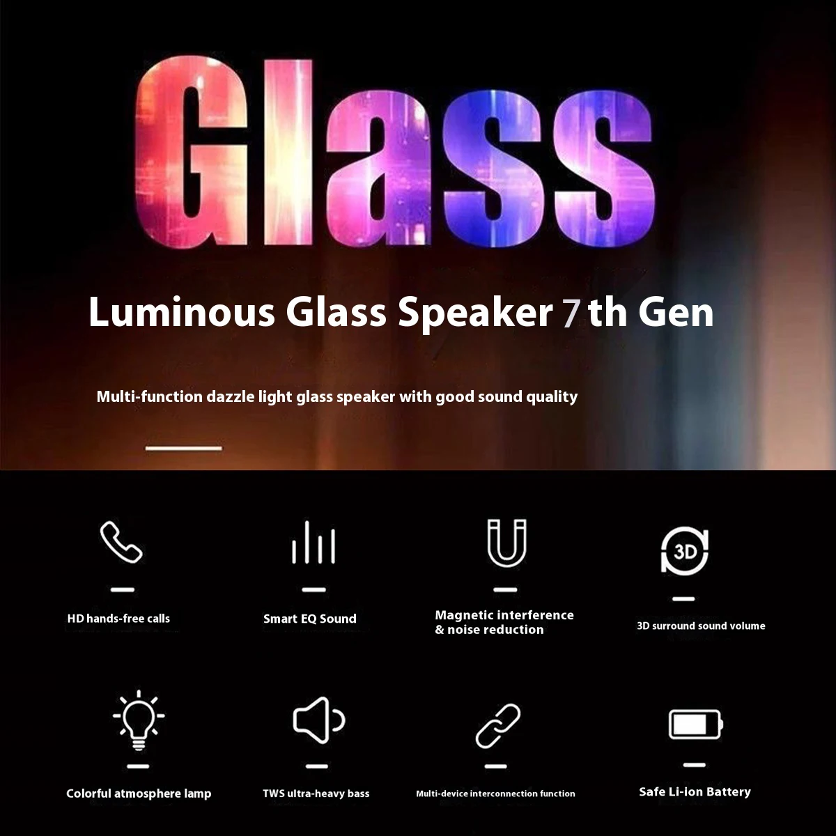 Portable Wireless Bluetooth Speaker With Led Light And Fm Radio_voghion.com