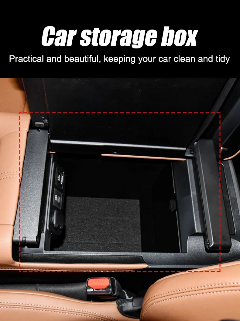 Für Toyota Alphard Vellfire 40 Serie 2023+ Auto Mittelarmlehne Aufbewahrungsbox Konsolen-Organizer ABS Schwarz Zubehör – Detail 1
