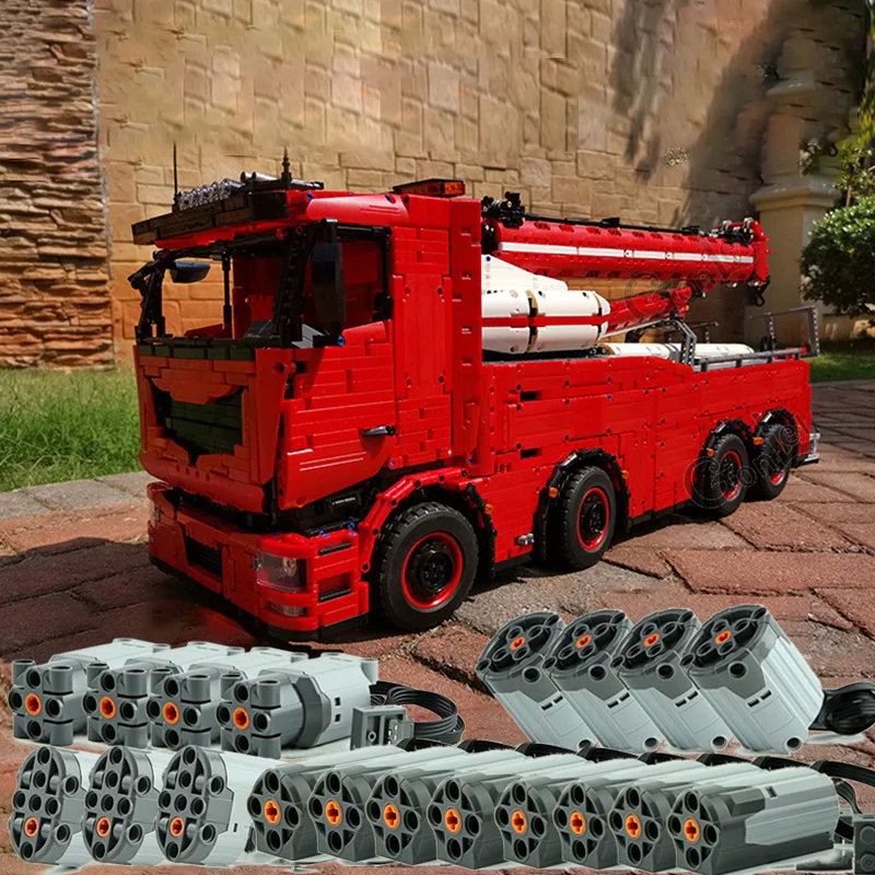 

NEW RC Power Function Technical MOC 29848 Bat Truck off-road Building Block Bricks Model 8X8 Trailer Rescue Crane Tow Truck