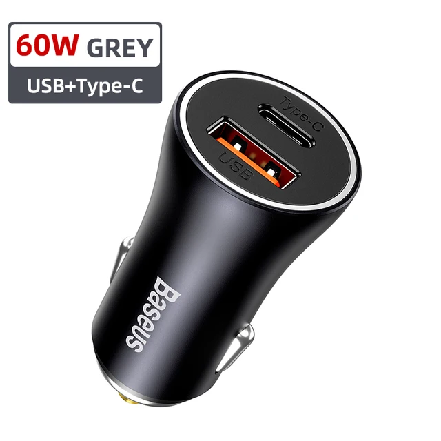 Baseus 65W USB Type C Car Charger Quick Charge QC 4.0 PD 3.0 Fast