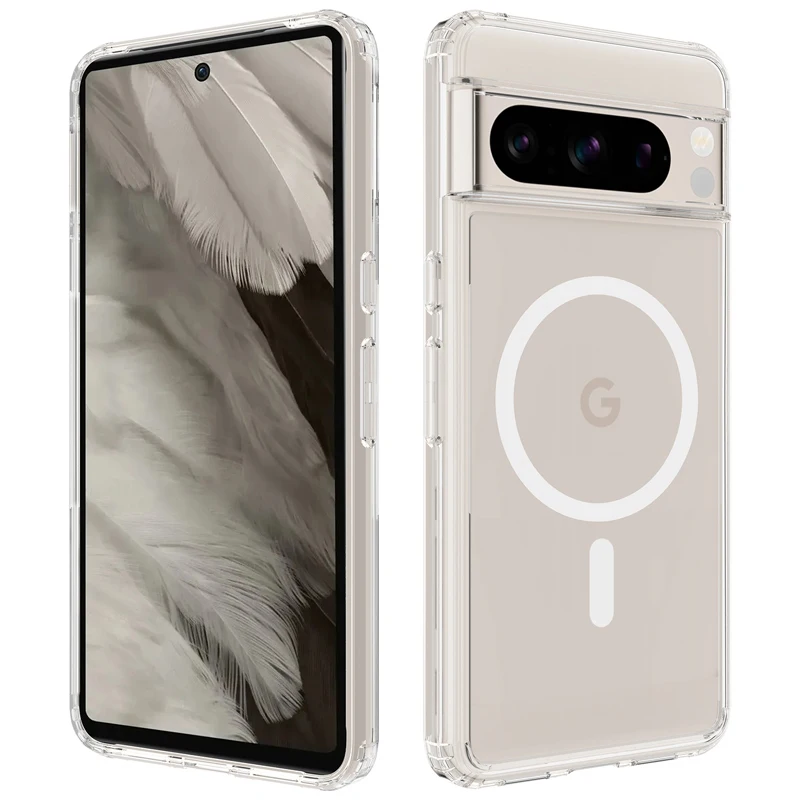 

For Google Pixel 8 7 Pro 7A Case Magnetic Shockproot Transparent Soft TPU+ Hard PC Wireless Charging Cover For Pixel 8 7