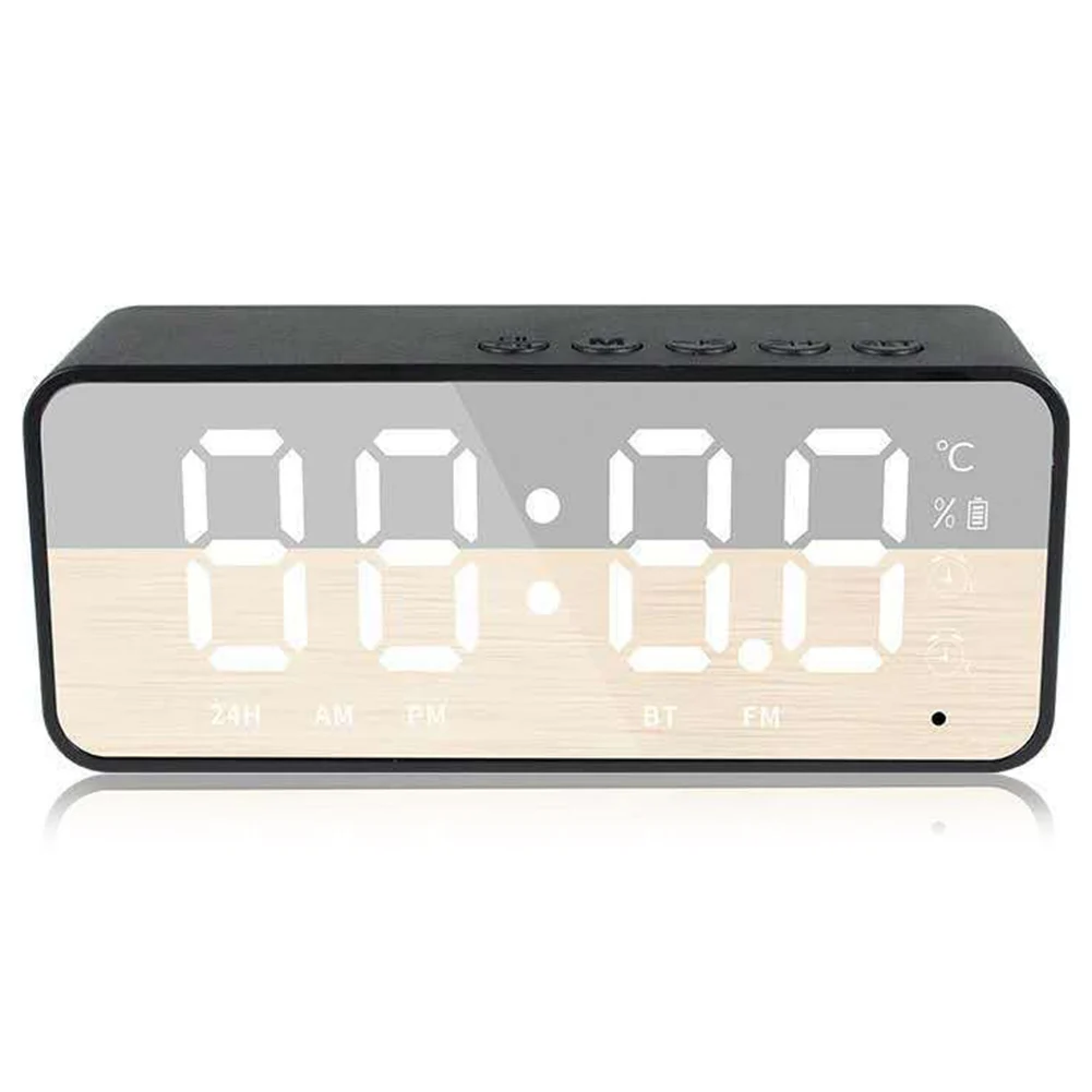 CREATIVE Wireless Bluetooth Speaker With FM Mini Card Desktop Mirror Alarm Clock Voice Prompt Feature 11.8cm X 3.5cm X 4.8cm