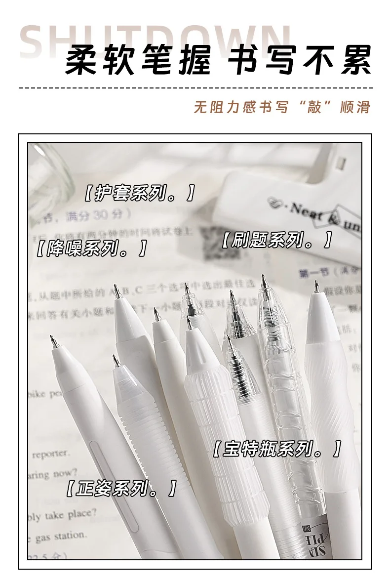 KBX 4-teiliges Ins-Press-Gelstift-Set, mehrere Farben/Stil, ST CS 0,5 mm, schwarzes Boligrafo-Gel, schnell trocknend, glattes Schreiben, weicher Griff, nützlich – Detail 8