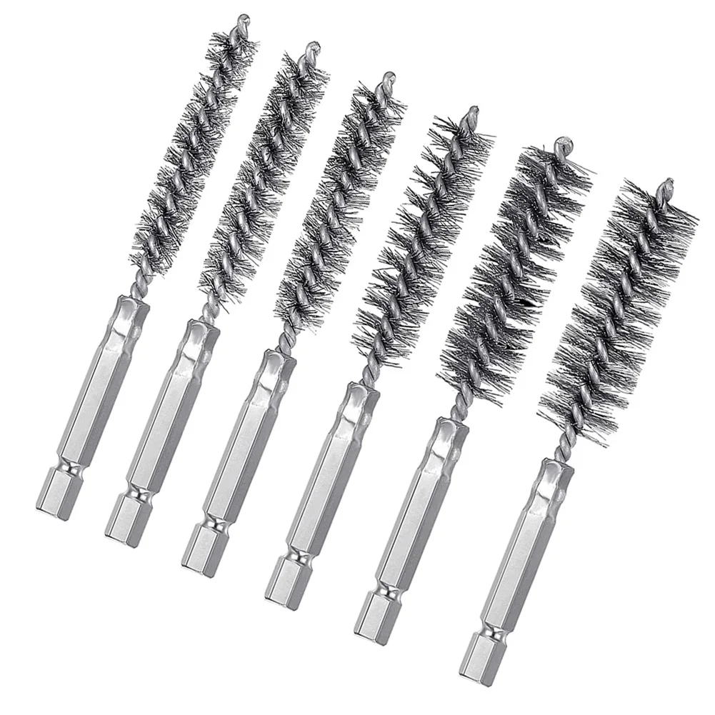 

8-19mm Steel Bore Wire Brush Cleaning Brush Washing Polishing Tools With Handle 1/4 Inch Hex Shank For Power Drill Impact Driver