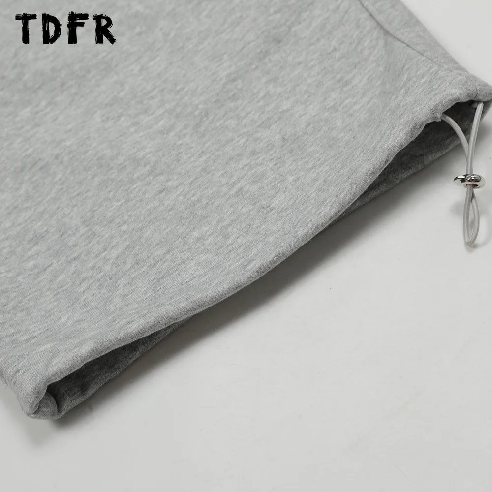 Solid Color Sweatpants Mens Autumn Winter Fleece Elastic Waist Loose Straight Wide Leg Joggers Pants Men Trousers