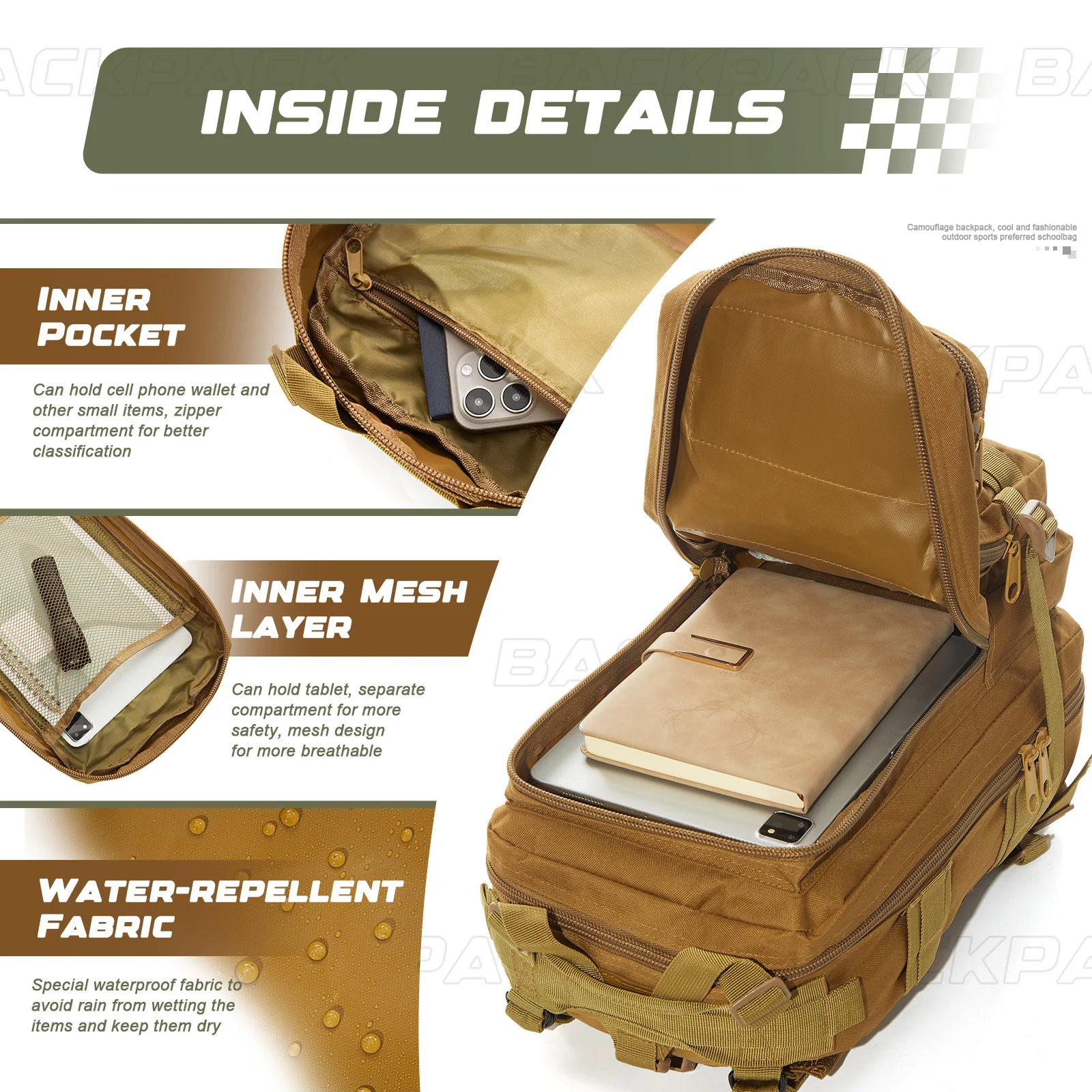 35L Outdoor Hiking Travel Backpack Camping & Climbing Backpack Army Camouflage Military Backpack Outdoor Sport Tactical Backpack