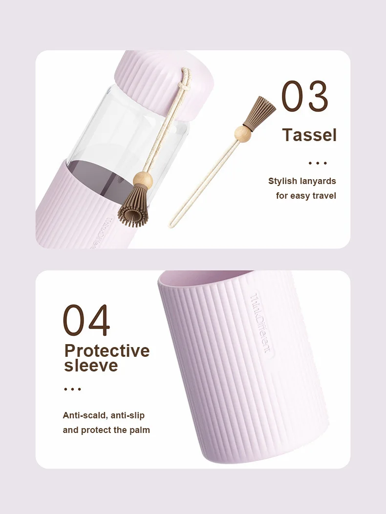 Description Picture 6 of item350ml Small Transparent Glass Water Bottles For Girls Creative Drink Kawaii Water Bottle With Student Portable Travel Tea Cup