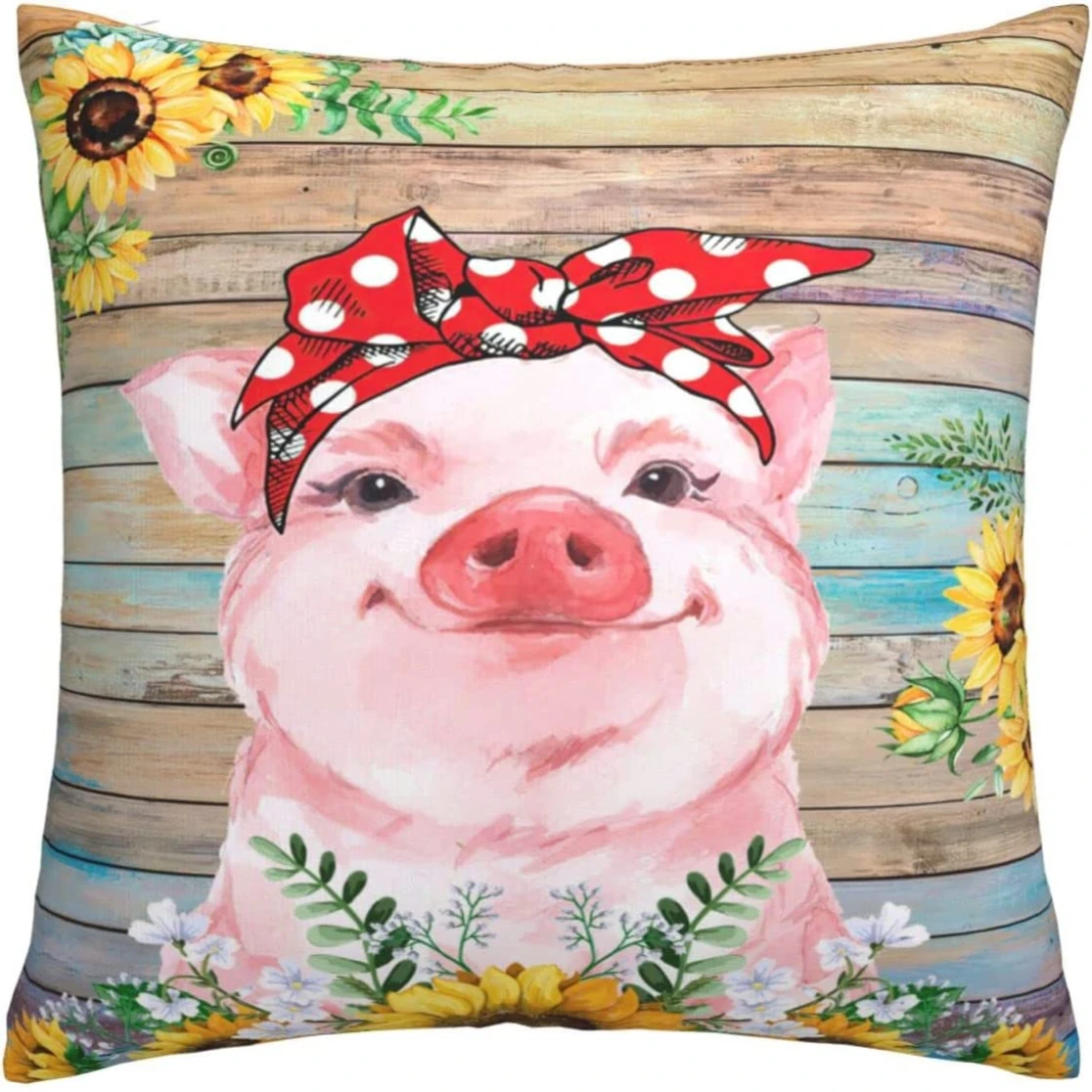 

Cute Pig Throw Pillow Cover Flower Pink Pig Pillowcases Decorative Cushions for Elegant Sofa Bed Pillows Case Decor Home 45x45