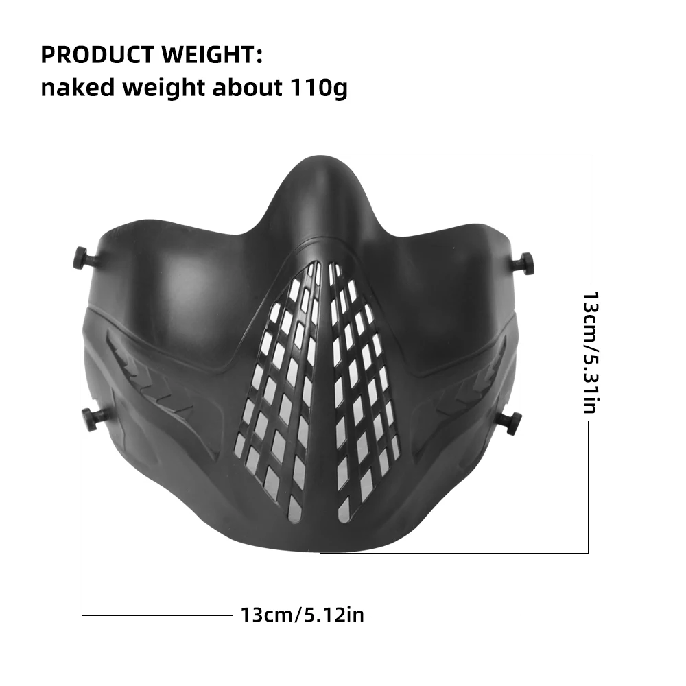 BOOIU Tactical Half Face Mask Nylon Mesh Breathable Double Ribbon Adjustable Wargame Hunting Paintball Airsoft Protective Masks