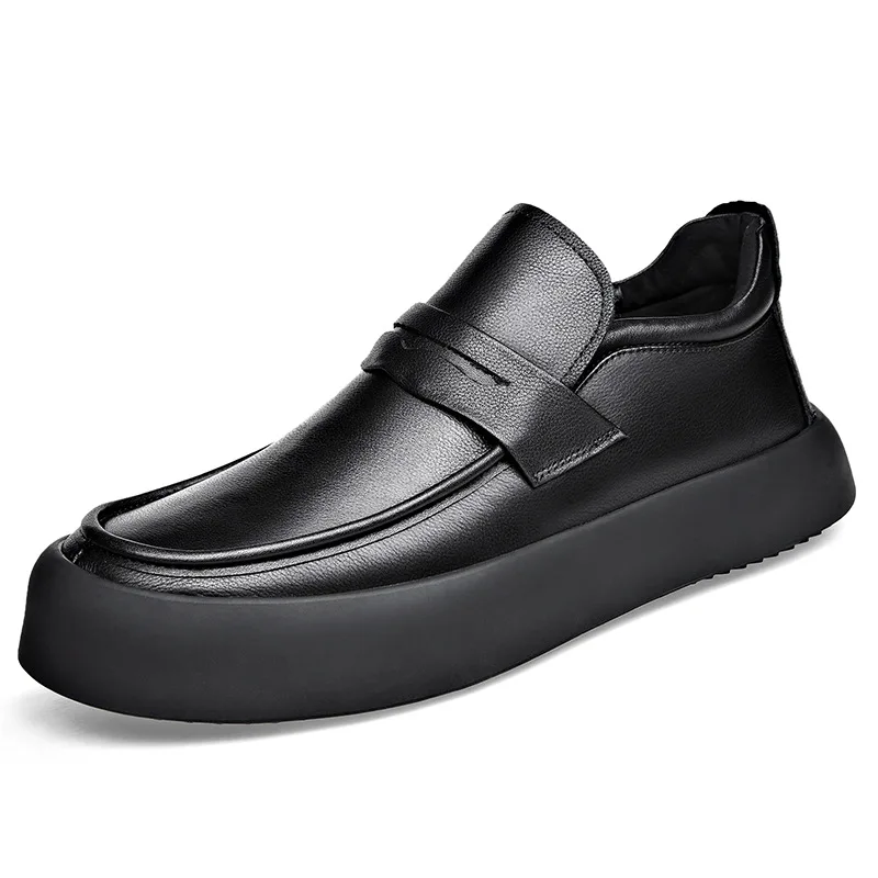 

Cow Leather Business Shoes for Men Fashion Causal New Designer Men's English Soft-soled Shoes Male Black Loafers