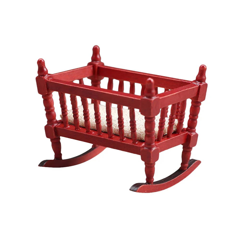 

Adorable Mini Furniture Wooden Miniature Furniture Simulated Mini Cradle Decor