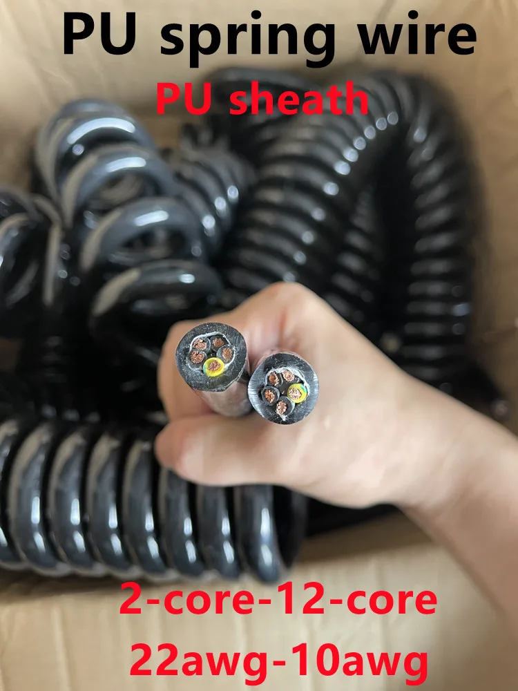 Spring Wire Spiral Cabo Pure Copper Core Pur Cabo Signal Wire Stretch 22awg 10 Awg Escala 5-core 17 18awg 115m