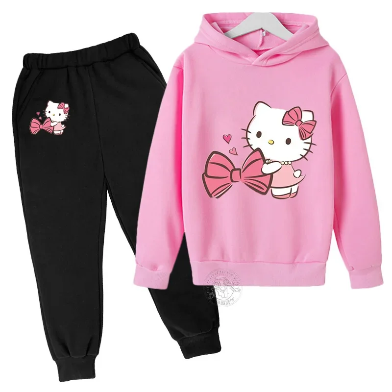 thumbnail image 1 of Conjunto de ropa infantil con dibujos animados de Hello Kitty para otoño e invierno, traje deportivo de ocio para niñas pequeñas, 1 of 5