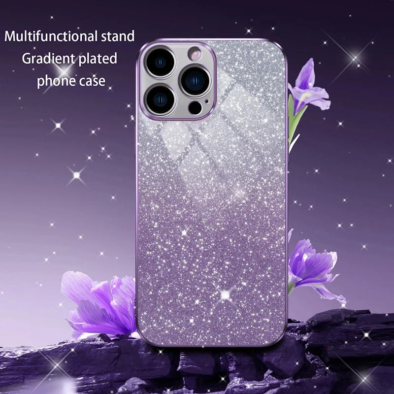 Gradient Sparkly Glitter Luxury Pink Electroplated Phone Case - Anti-Scratch Soft Cover
